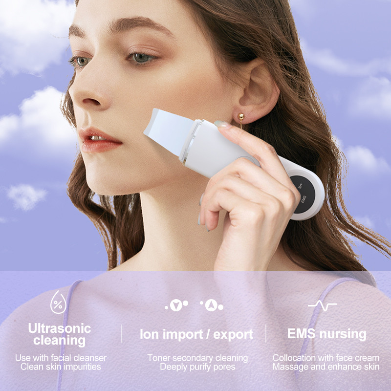 Ultrahangos bőrradír vibrációs arc spatula mitesszer eltávolító arcradír lapát Tiszta kavitációs peeling arc lifting