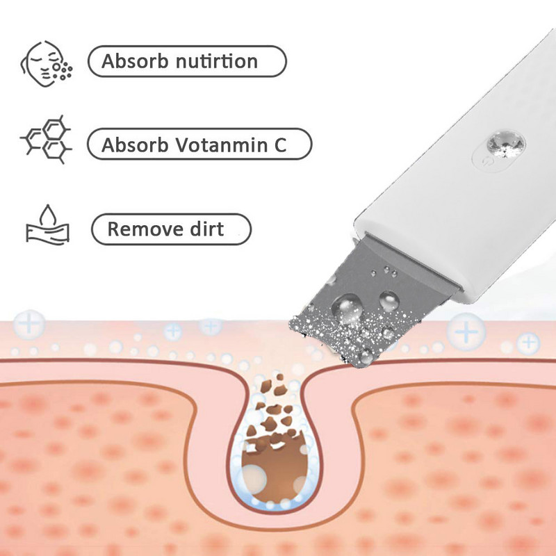 Ultrahangos bőrradír vibrációs arc spatula mitesszer eltávolító arcradír lapát Tiszta kavitációs peeling arc lifting