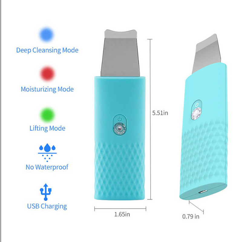 Ultrahangos bőrradír vibrációs arc spatula mitesszer eltávolító arcradír lapát Tiszta kavitációs peeling arc lifting