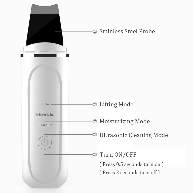 Skin Scrubber Facial Skin Scrubber Electric SPA Gyengéd mitesszer eltávolító Ultrahangos arctisztító spatula arc lifting masszírozó