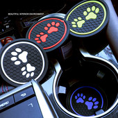 2 buc. Pad antiderapant pentru pahare de apă pentru mașină, amprenta labei de pisică, covoraș de cauciuc pentru suport pentru sticle, suport pentru pahare pentru interior auto, antiderapante