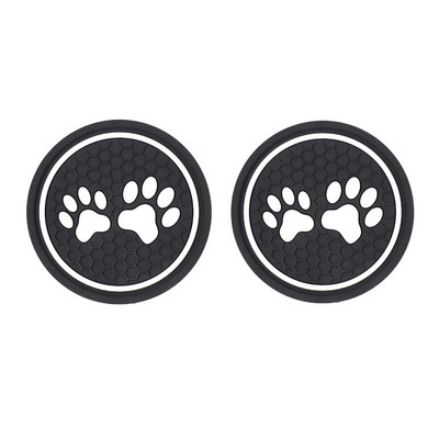 2 buc. Pad antiderapant pentru pahare de apă pentru mașină, amprenta labei de pisică, covoraș de cauciuc pentru suport pentru sticle, suport pentru pahare pentru interior auto, antiderapante