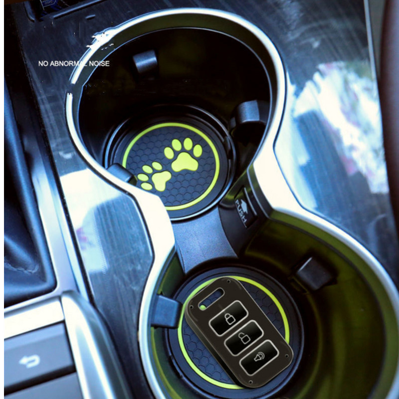 2 buc. Pad antiderapant pentru pahare de apă pentru mașină, amprenta labei de pisică, covoraș de cauciuc pentru suport pentru sticle, suport pentru pahare pentru interior auto, antiderapante