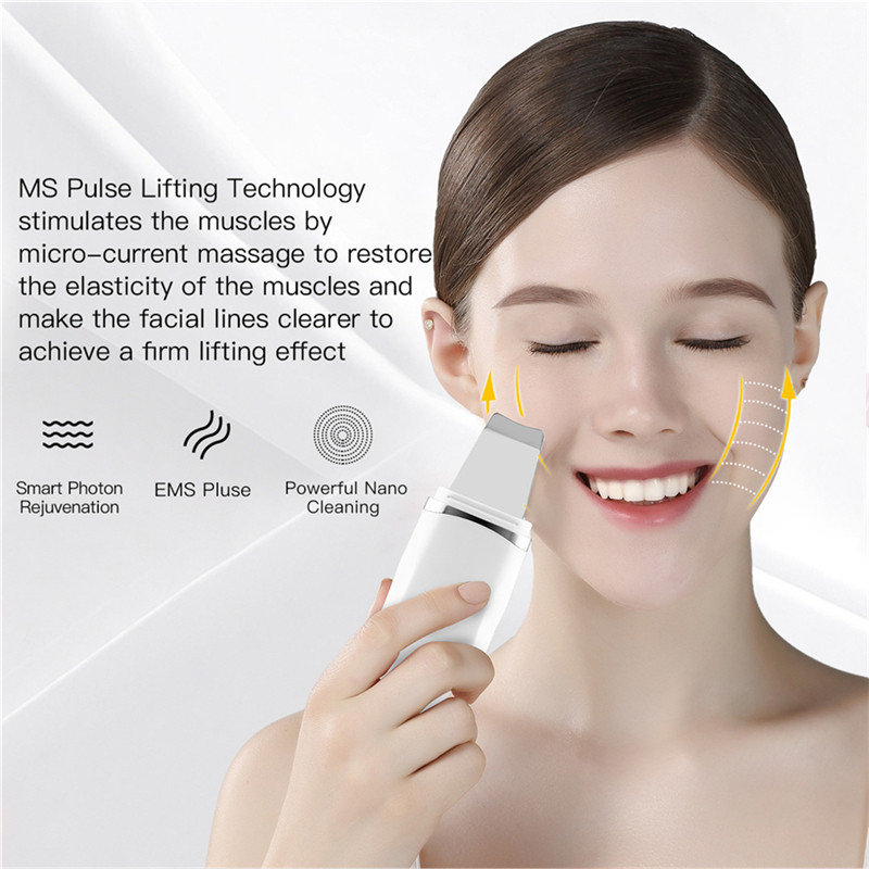 LED Photon Skin Scrubber Ultrazvučna vibracija Spatula za ljuštenje mrtve kože EMS Pulse Face Massager Lopata za uklanjanje mitesera 31