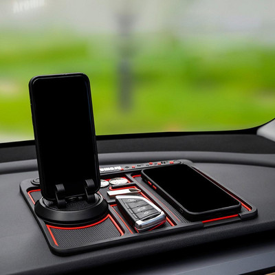 Αντιολισθητικό χαλάκι αυτοκινήτου Ταμπλό σιλικόνης 4 σε 1 Αυτοκόλλητο αντιολισθητικό μαξιλαράκι τηλεφώνου με Λειτουργία βάσης τηλεφώνου Εσωτερικό αυτοκινήτου
