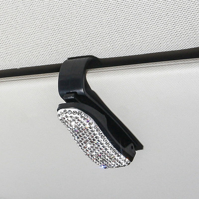 Päikesesirmikinnitusega päikeseprillide klambrihoidik Rhinestone Bracket Kaasaskantavad päikeseprillid Auto kristallklambriga kaunistustarvikud