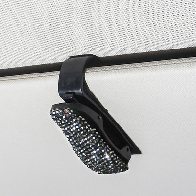 Päikesesirmikinnitusega päikeseprillide klambrihoidik Rhinestone Bracket Kaasaskantavad päikeseprillid Auto kristallklambriga kaunistustarvikud
