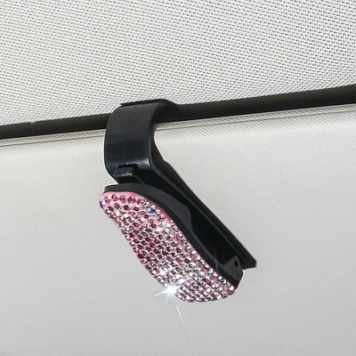 Päikesesirmikinnitusega päikeseprillide klambrihoidik Rhinestone Bracket Kaasaskantavad päikeseprillid Auto kristallklambriga kaunistustarvikud