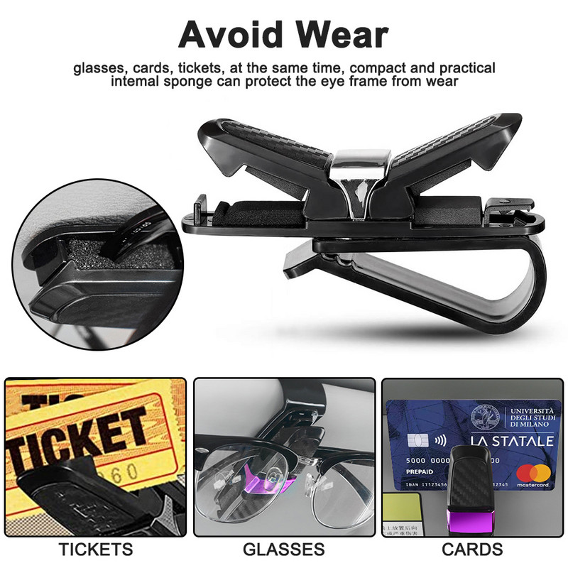 1/2 ΤΕΜ. Θήκη γυαλιών για αντηλιακό αυτοκινήτου ,Κλιπ γυαλιών ηλίου Θήκη εισιτηρίου κάρτας Γυαλιά Γυαλιά Fastener Κλιπ γυαλιών ηλίου από ανθρακονήματα