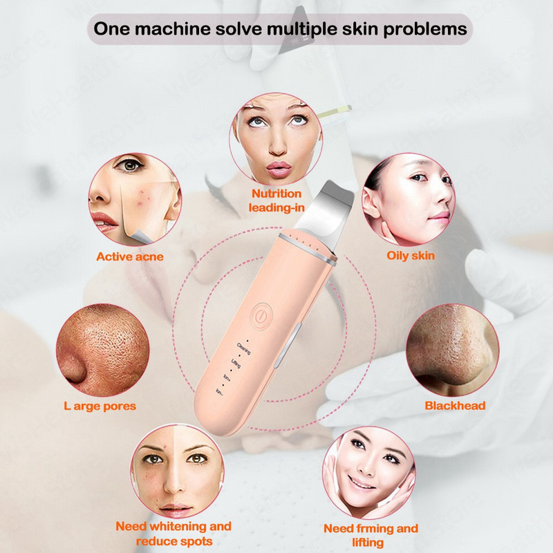 Skin Ultrahangos súroló mély arctisztító gép peeling lapát Arc pórusokat eltávolító mitesszer tisztító arc bőr lifting gép