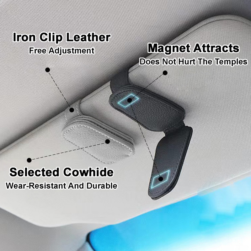 Μαγνητικό δερμάτινο κλιπ κρεμάστρα γυαλιών γυαλιών Universal θήκη γυαλιών ηλίου αυτοκινήτου Μαγνητικό κλιπ κρεμάστρα γυαλιών για αυτοκίνητα Κλιπ κάρτας εισιτηρίων