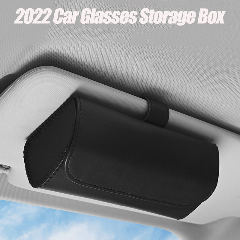 Θήκη γυαλιών ηλίου ηλίου αυτοκινήτου Θήκη κλιπ κρεμάστρα Μαγνητικός συνδετήρας Θήκη γυαλιών ηλίου Δερμάτινο PU Δερμάτινο κουτί αποθήκευσης φανέλα Θήκη γυαλιών