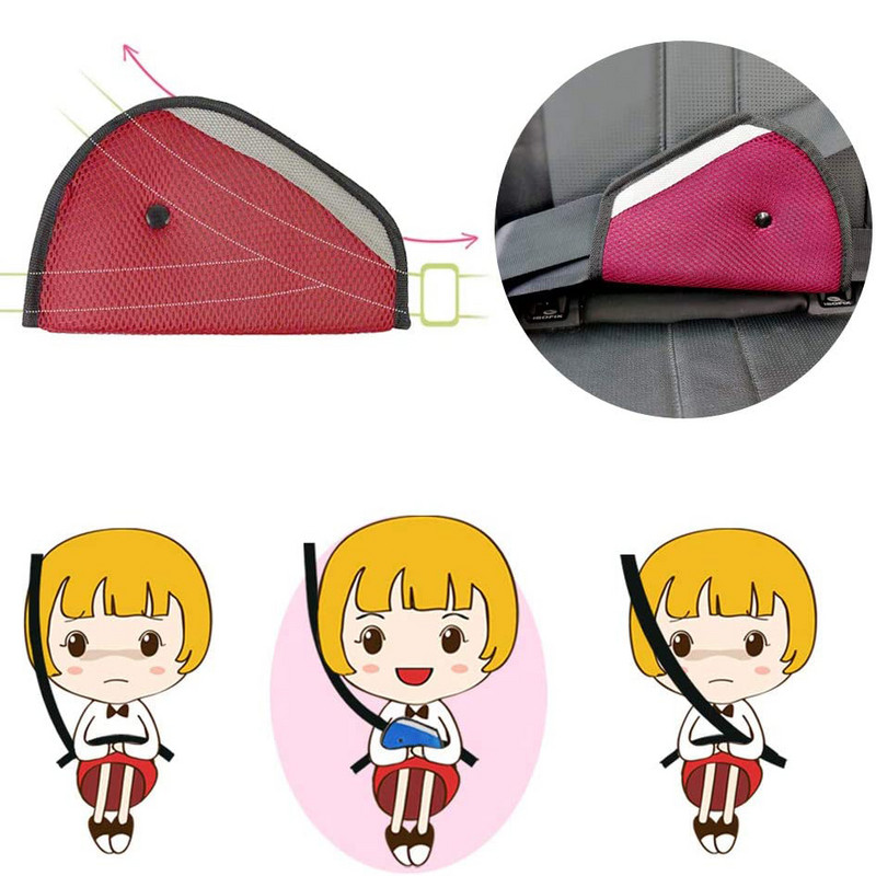 Gyerekeknek autóban biztonságosan illeszkedő biztonsági öv-állító bababiztonsági háromszög Erős eszközvédő pozícionáló kocsik intim kiegészítők