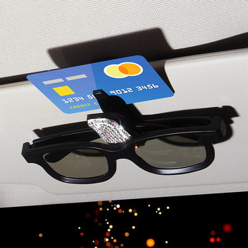 Диамантена пластмасова автоматична козирка за слънце Очила Скоба за слънчеви очила Скоба за билет Билет Поставка за карта Bling Rhinestone Скоба за автомобилни очила