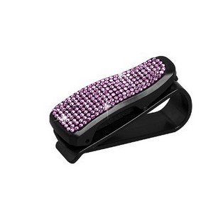 Clemă pentru ochelari cu stras de cristal pentru montaj pentru parasolar auto Suport pentru ochelari de soare Suport de fixare Accesorii pentru decorarea interioară a mașinii