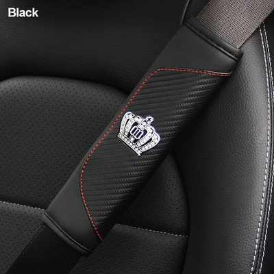Husa centura de siguranta auto din fibra de carbon Coroana din piele Huse universale pentru centura de siguranta auto Protectie umerii Accesorii auto Interior