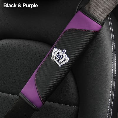 Husa centura de siguranta auto din fibra de carbon Coroana din piele Huse universale pentru centura de siguranta auto Protectie umerii Accesorii auto Interior