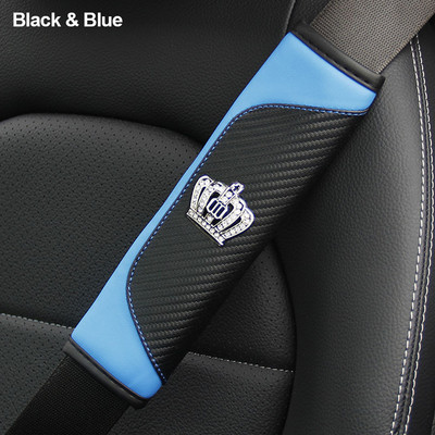 Husa centura de siguranta auto din fibra de carbon Coroana din piele Huse universale pentru centura de siguranta auto Protectie umerii Accesorii auto Interior