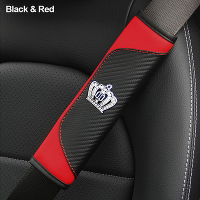 Husa centura de siguranta auto din fibra de carbon Coroana din piele Huse universale pentru centura de siguranta auto Protectie umerii Accesorii auto Interior