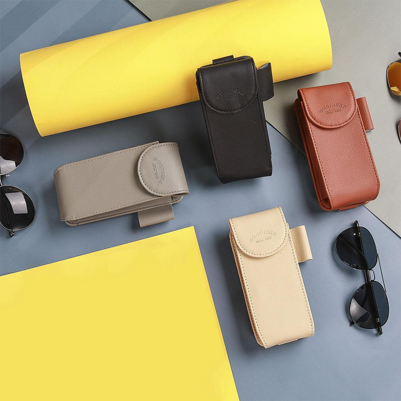 Suport pentru ochelari de soare pentru mașină Cutie de depozitare pentru ochelari pentru ochelari de soare pentru mașină Organizator de carcasă pentru ochelari din piele PU Accesorii interioare auto