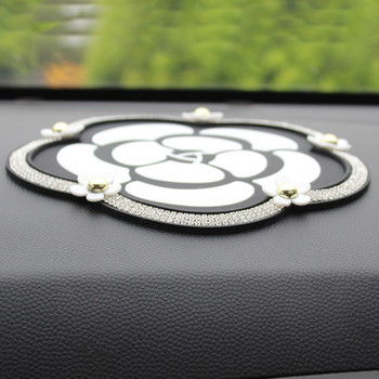 Camellia flower Противоплъзгаща се подложка Crystal Rhinestone Auto Interior Dashboard Deco Silicone Non-slip Mat Pad Car Sticky for GPS Phone