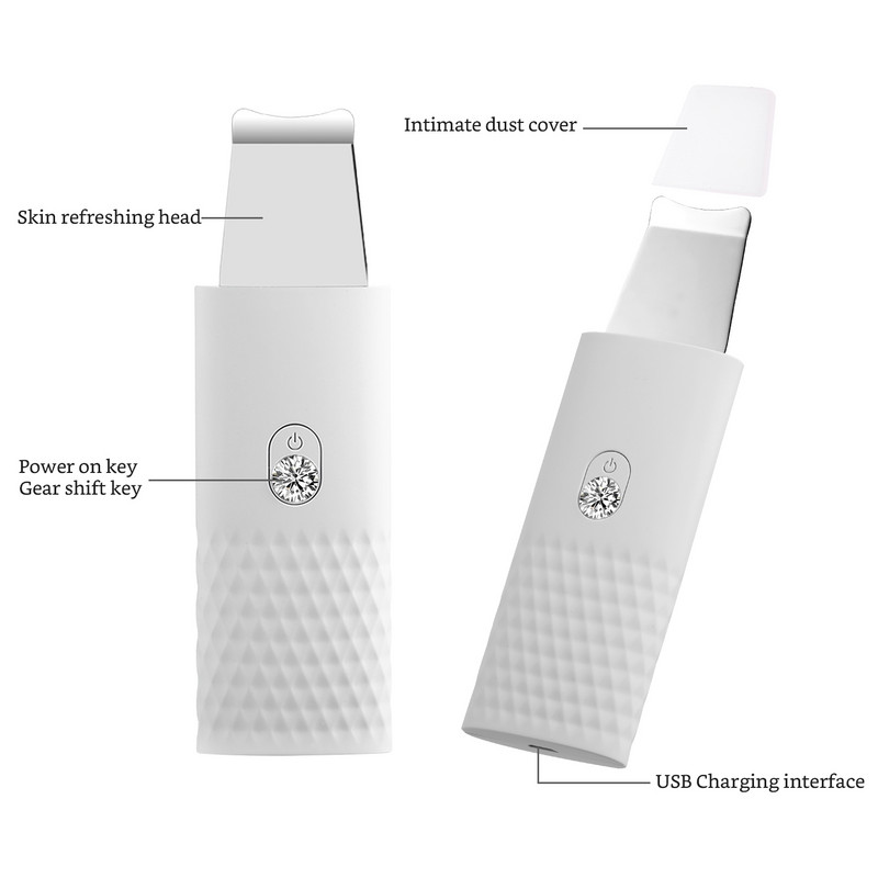 Ultrahangos bőrradír vibrációs arc spatula mitesszer eltávolító arcradír lapát Tiszta kavitációs peeling arc lifting