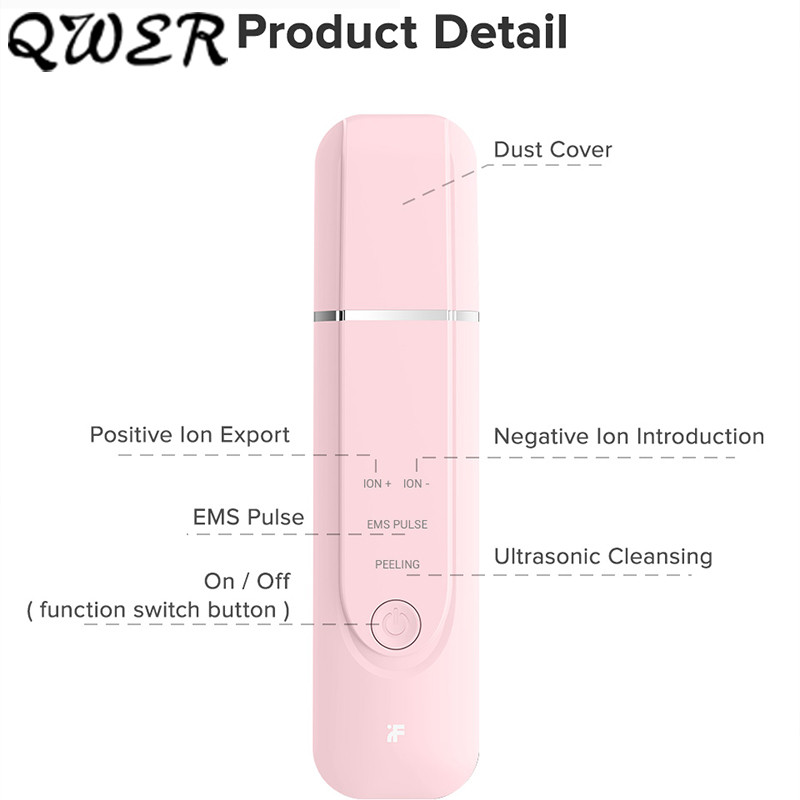 Ultragarsinis joninis veido odos šveitiklis giluminis veido porų valymas pilingas kastuvas Odos priežiūros prietaisas masažuoklis grožio priemonė