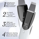 Spatulă pentru peeling facial Dispozitiv de curățare a porilor Mașină de curățare a ridurilor Scrubber cu ultrasunete pentru piele EMS Ion Cuticule Instrument de îngrijire a pielii pentru pete întunecate