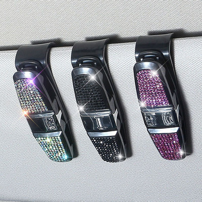1vnt Crystal Automobilinis skydelis nuo saulės akinių tvirtinimo elementas Daugiafunkcis Kalnų krištolinis akiniai nuo saulės Bilietų kortelės laikiklis Automobilio interjero priedas