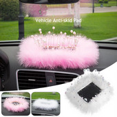 INS Decor Rožinė/balta plunksna Pearl Automobilinis neslystantis kilimėlis Konsolė Ornamento laikymo padėklas Mieli automobilių aksesuarai Moteriška automobilio interjero dovana