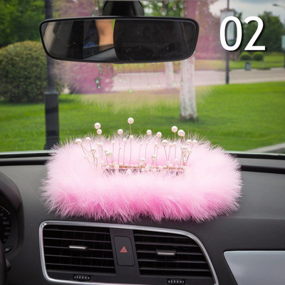 INS Decor Rožinė/balta plunksna Pearl Automobilinis neslystantis kilimėlis Konsolė Ornamento laikymo padėklas Mieli automobilių aksesuarai Moteriška automobilio interjero dovana