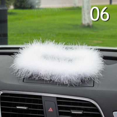 INS Decor Rožinė/balta plunksna Pearl Automobilinis neslystantis kilimėlis Konsolė Ornamento laikymo padėklas Mieli automobilių aksesuarai Moteriška automobilio interjero dovana