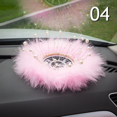 INS Decor Rožinė/balta plunksna Pearl Automobilinis neslystantis kilimėlis Konsolė Ornamento laikymo padėklas Mieli automobilių aksesuarai Moteriška automobilio interjero dovana