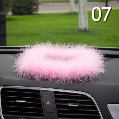 INS Decor Rožinė/balta plunksna Pearl Automobilinis neslystantis kilimėlis Konsolė Ornamento laikymo padėklas Mieli automobilių aksesuarai Moteriška automobilio interjero dovana