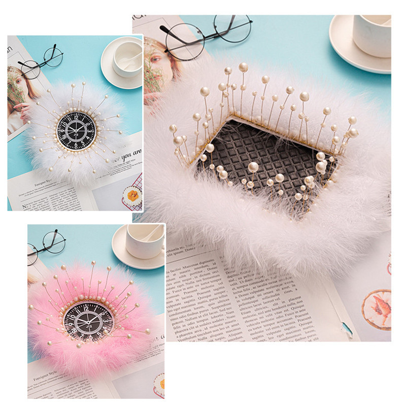 INS Decor Rožinė/balta plunksna Pearl Automobilinis neslystantis kilimėlis Konsolė Ornamento laikymo padėklas Mieli automobilių aksesuarai Moteriška automobilio interjero dovana