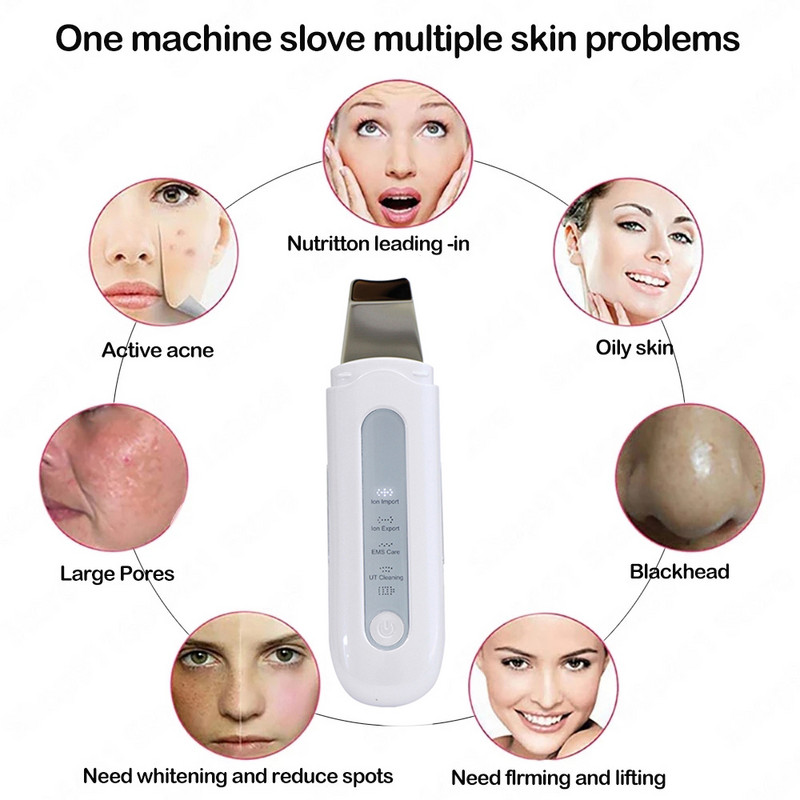 Ultrahangos bőrradír elektromos mélytisztító gép peeling lapát arc mitesszer pórustisztító bőrápoló készülék