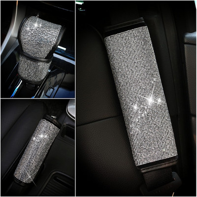 Bling Bling Strasuri Cristal Husa Centuri de Siguranță Mașină Tampoane de umăr Schimbător de viteze Huse pentru frână de mână Accesorii de interior auto
