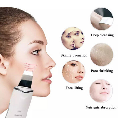 Ultrasonic Skin Scrubber Deep Face Cleaning Machine Peeling Shovel Facial Pore Cleaner Face Skin Scrubber Lift Machine