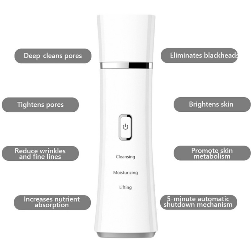 Ultragarsinis odos šveitiklis, vibruojantis veido mentele Inkštirų šalinimo priemonė Veido kastuvas Clean Cavitation Piling Kavitacijos Ion EMS Lift