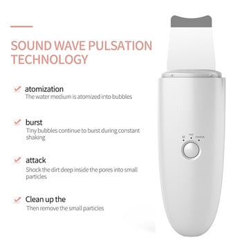 Ultrasonic Skin Scrubber Face Blackhead Dirt Remove Sonic Deep Face Cleaning Spatula Μηχάνημα λεύκανσης για ανόρθωση προσώπου