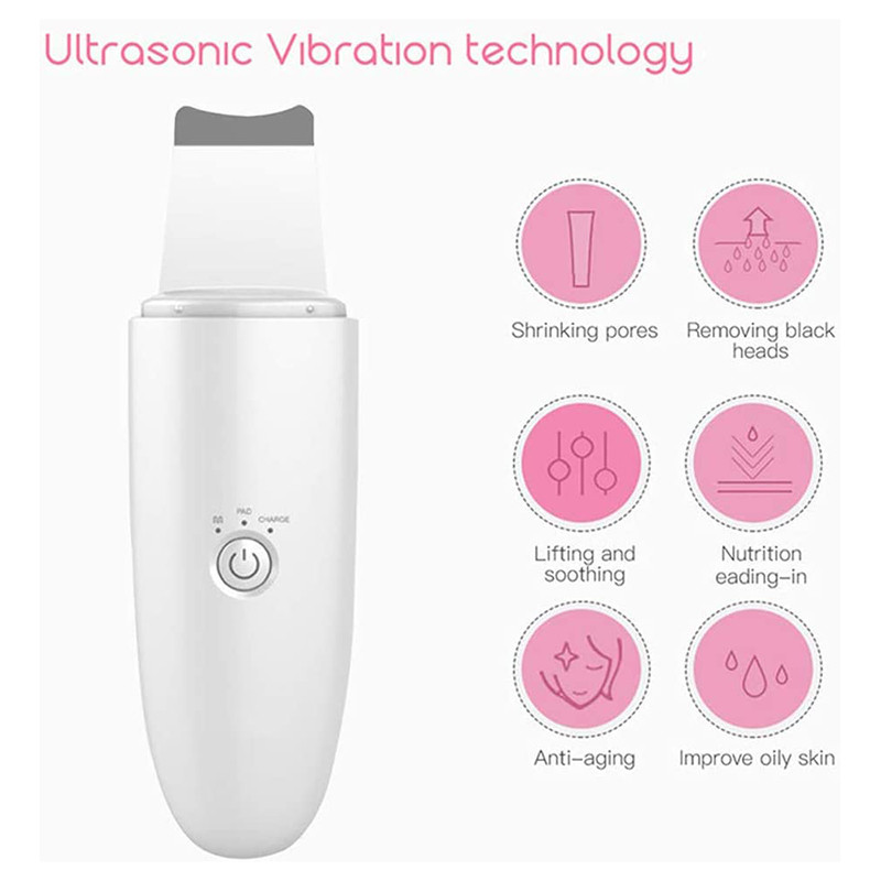 Ultrahangos bőrradír arc mitesszer szennyeződés eltávolítása Sonic Deep Face Cleaning Spatula Exfoliator Facial Lifting fehérítő gép