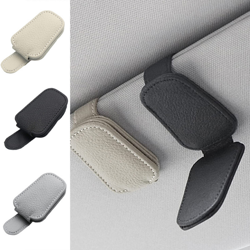 Automobilių saulės akinių laikiklis Patvarus odinis akinių nuo saulės laikiklis akinių segtukas Bilietų kortelių segtukas Akinių tvirtinimas Automobilių priedai