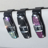 Jauns Rhinestone Crystal Auto saulessargs Brilles Aizdares Klips Saulesbrilles Biļešu karte Daudzfunkcionāls Turētājs Automašīnas Salona aksesuārs
