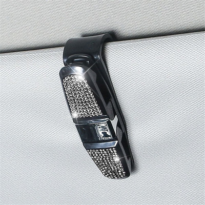 Jauns Rhinestone Crystal Auto saulessargs Brilles Aizdares Klips Saulesbrilles Biļešu karte Daudzfunkcionāls Turētājs Automašīnas Salona aksesuārs