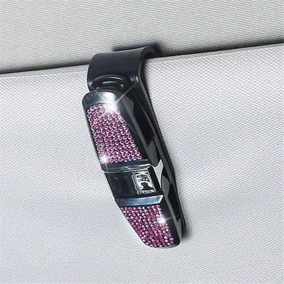 Jauns Rhinestone Crystal Auto saulessargs Brilles Aizdares Klips Saulesbrilles Biļešu karte Daudzfunkcionāls Turētājs Automašīnas Salona aksesuārs