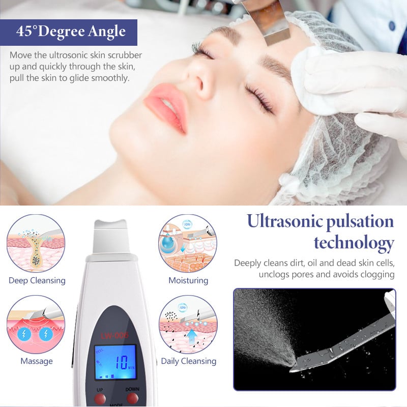Kezdőlap Ultrahangos bőrradír mély arctisztító gép eltávolítása arc ultrahangos peeling lapát tiszta lifting spatula eszköz