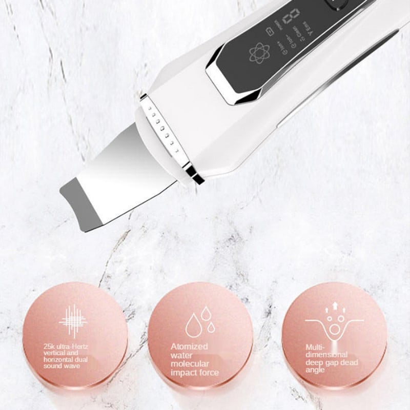 Ultrahangos arctisztító mitesszer eltávolító akne pórusos arctisztító EMS Face Lift peeling lapát Ion ultrahangos bőrradír