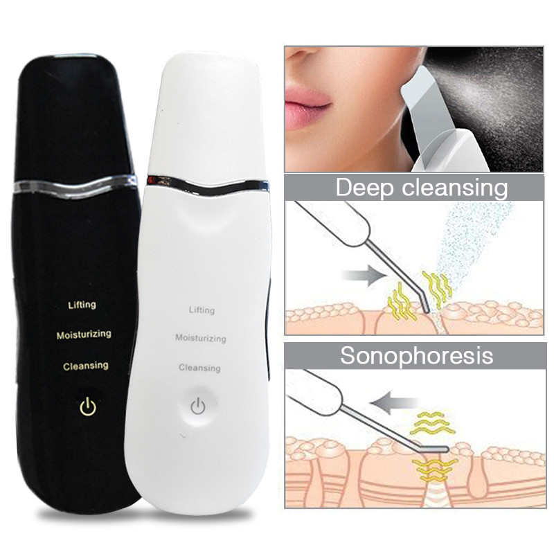 Ultrahangos bőrradír Arc mitesszer akne eltávolító készülék peeling lapát hámlasztó Clean Machine arc vibrációs masszírozó