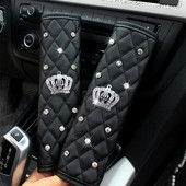 Crown Crystal automašīnas drošības jostas pārvalks Rhinestones ādas drošības jostas plecu spilventiņš Diamond Shifter pārnesumu pārsegs Rokas bremžu vāciņu komplekti