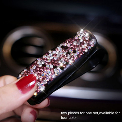 2 db Bling Bling gyémánt szemüvegtartó autós napellenzőhöz napszemüveghez szemüvegrögzítő jegykártya klipsszel